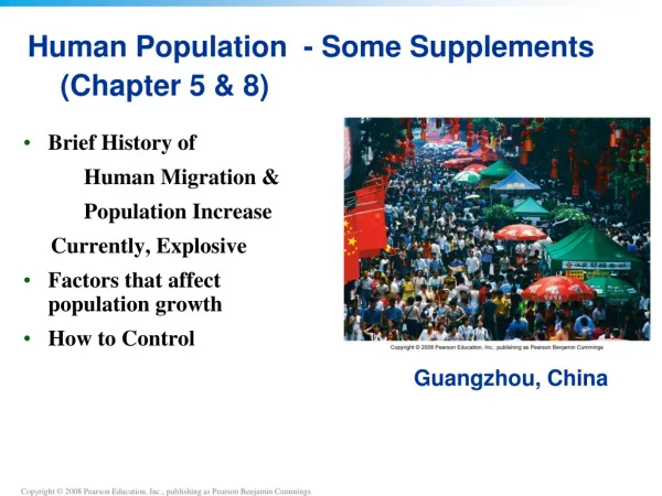 Human Population - Some Supplements (Chapter 5 &amp; 8)