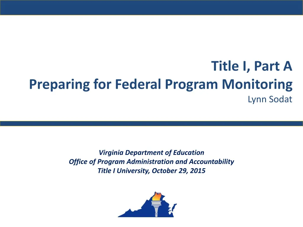 title i part a preparing for federal program monitoring lynn sodat