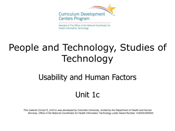 People and Technology, Studies of Technology