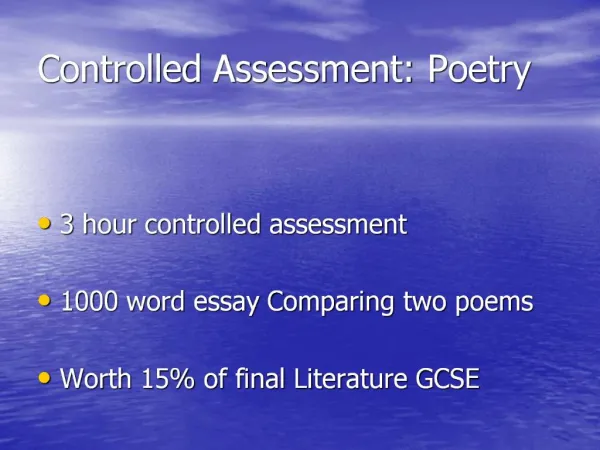 Controlled Assessment: Poetry