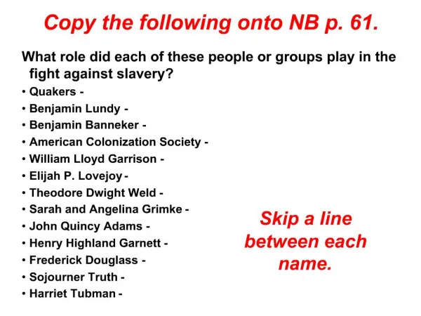 Copy the following onto NB p. 61.
