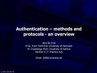 Authentication - methods and protocols - an overview - slide 1