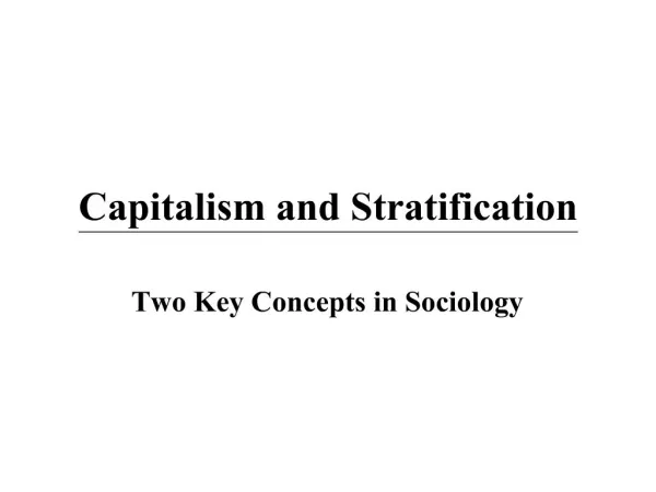 Capitalism and Stratification