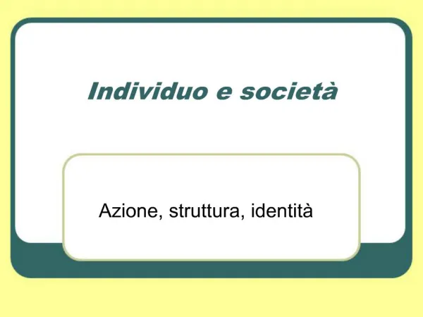 Individuo e societ
