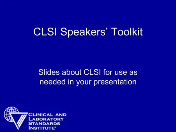 CLSI Speakers Toolkit
