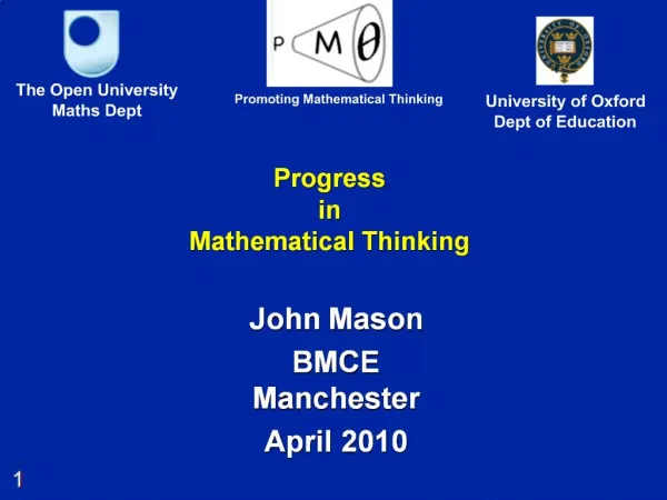 Progress in Mathematical Thinking