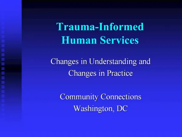 Trauma-Informed Human Services