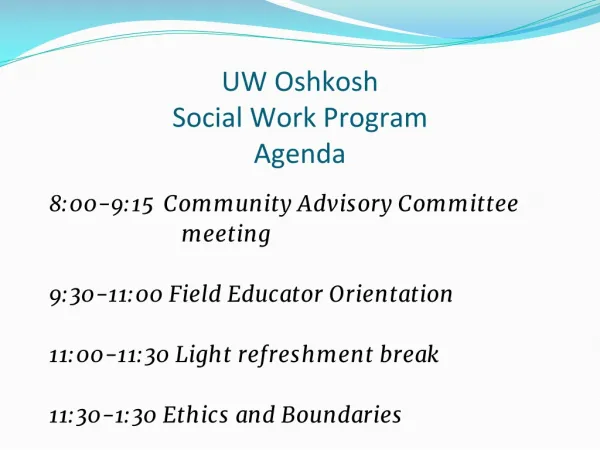 UW Oshkosh Social Work Program Agenda
