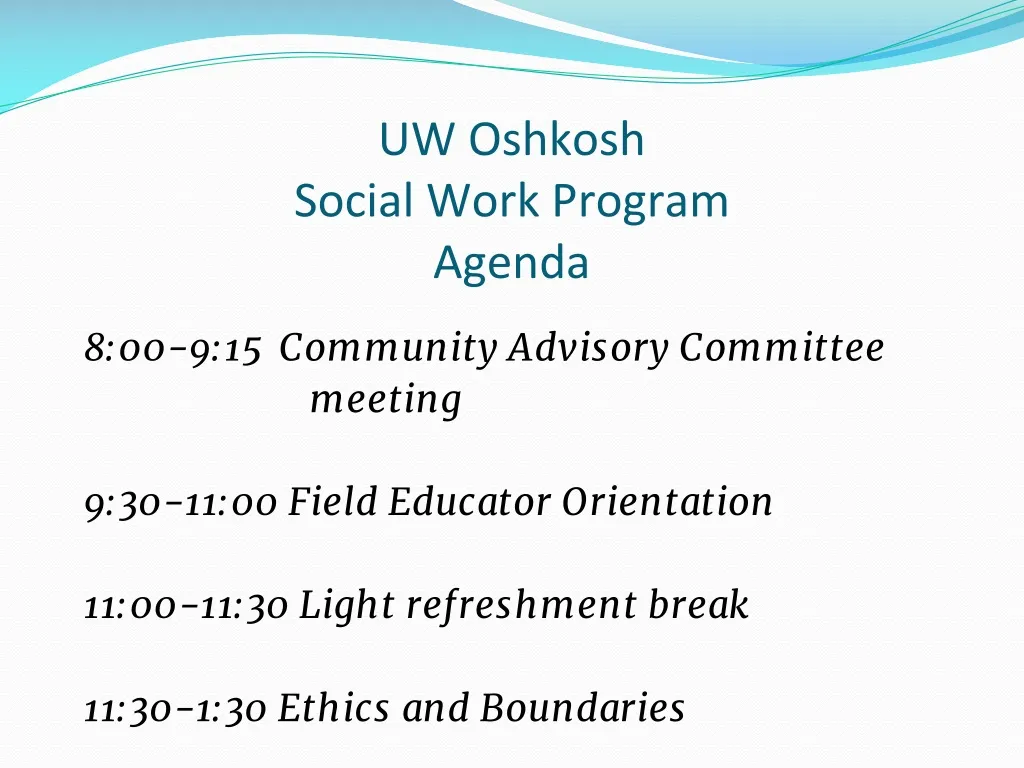 uw oshkosh social work program agenda