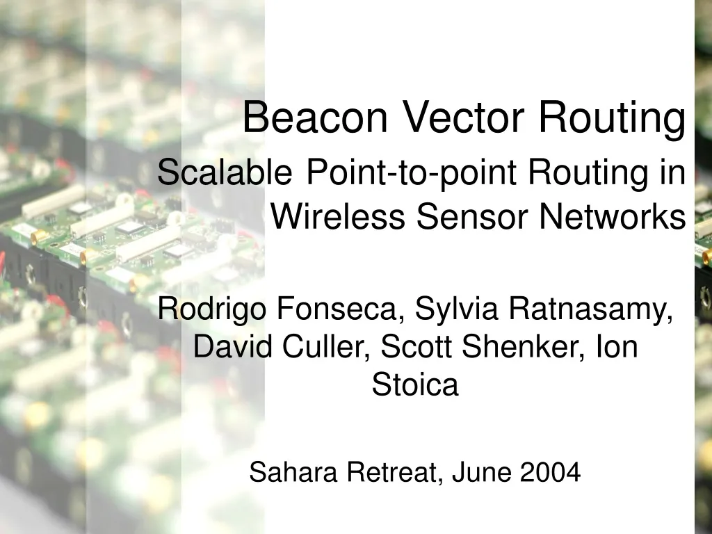 beacon vector routing scalable point to point routing in wireless sensor networks