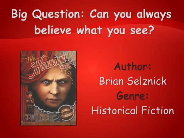 Author : Brian Selznick Genre : Historical Fiction