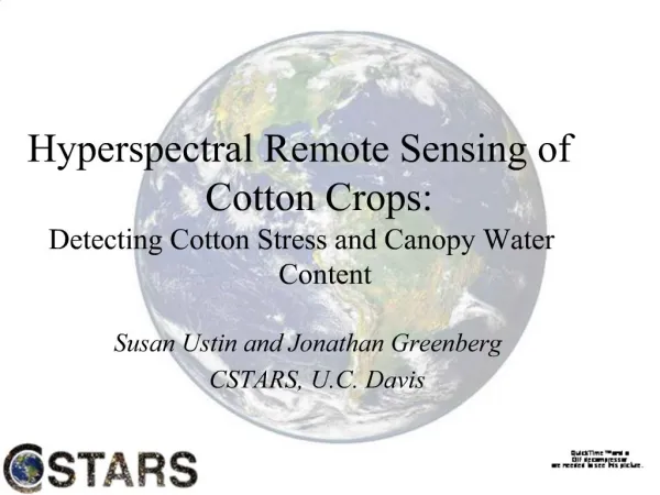 Hyperspectral Remote Sensing of Cotton Crops: Detecting Cotton Stress and Canopy Water Content