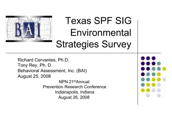 Texas SPF SIG Environmental Strategies Survey