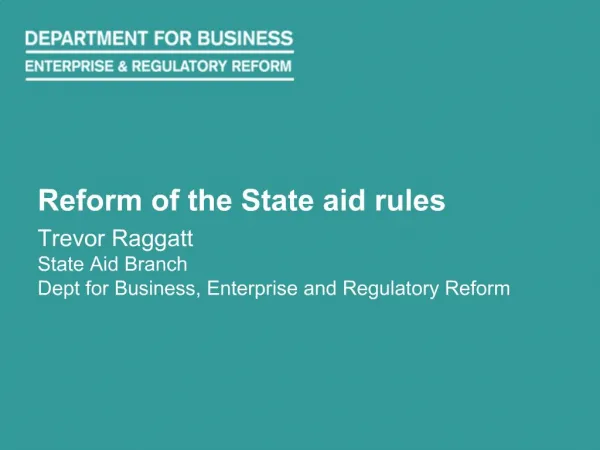 Reform of the State aid rules