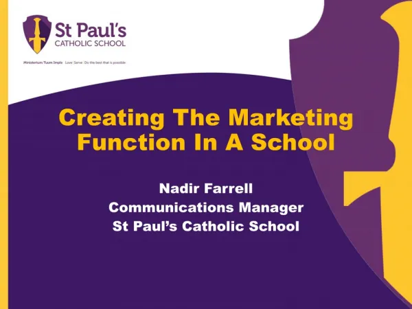 Creating The Marketing Function In A School