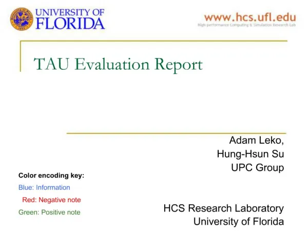 TAU Evaluation Report
