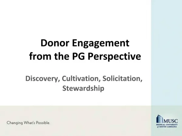 Donor Engagement from the PG Perspective