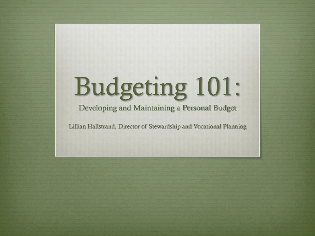 budgeting 101