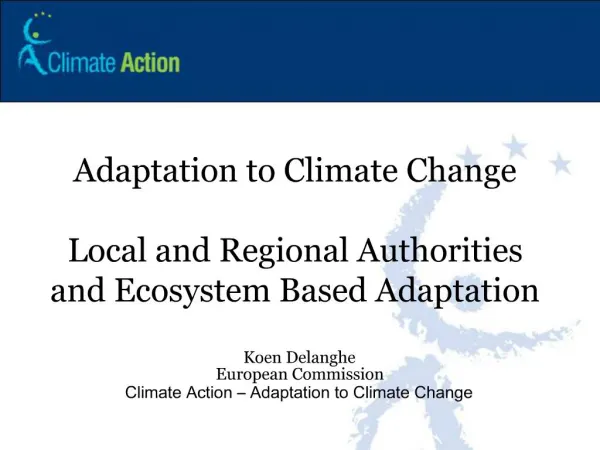 Adaptation to Climate Change Local and Regional Authorities and Ecosystem Based Adaptation