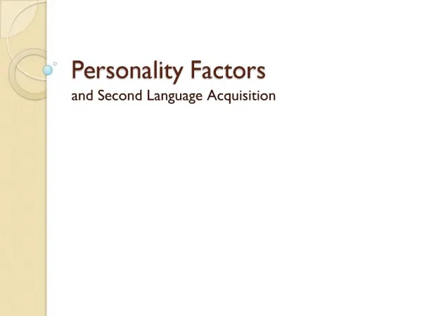 Personality Factors
