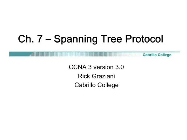 Ch. 7 Spanning Tree Protocol