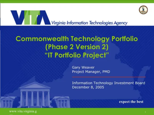 Commonwealth Technology Portfolio Phase 2 Version 2 IT Portfolio Project