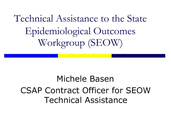 Technical Assistance to the State Epidemiological Outcomes Workgroup SEOW