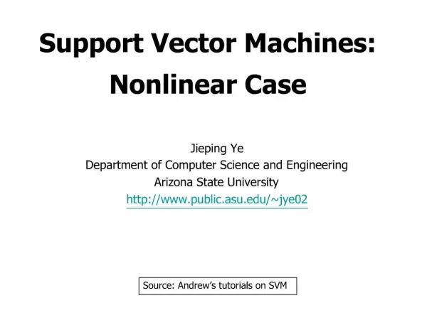 Support Vector Machines: Nonlinear Case