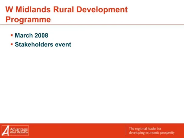 W Midlands Rural Development Programme