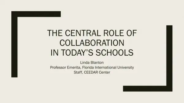 The Central Role of Collaboration in today’s schools