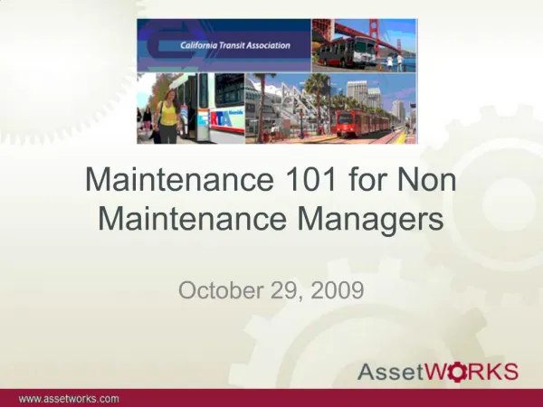 Maintenance 101 for Non Maintenance Managers