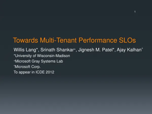 Towards Multi-Tenant Performance SLOs