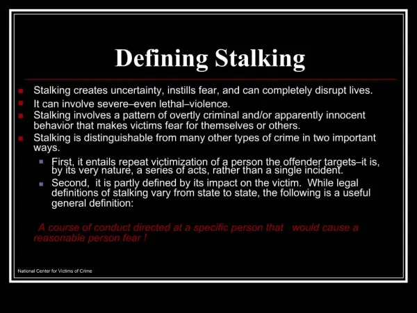 Defining Stalking