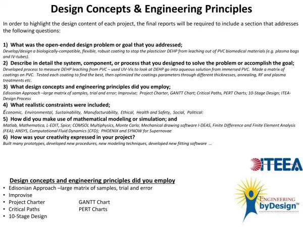 Design Concepts &amp; Engineering Principles