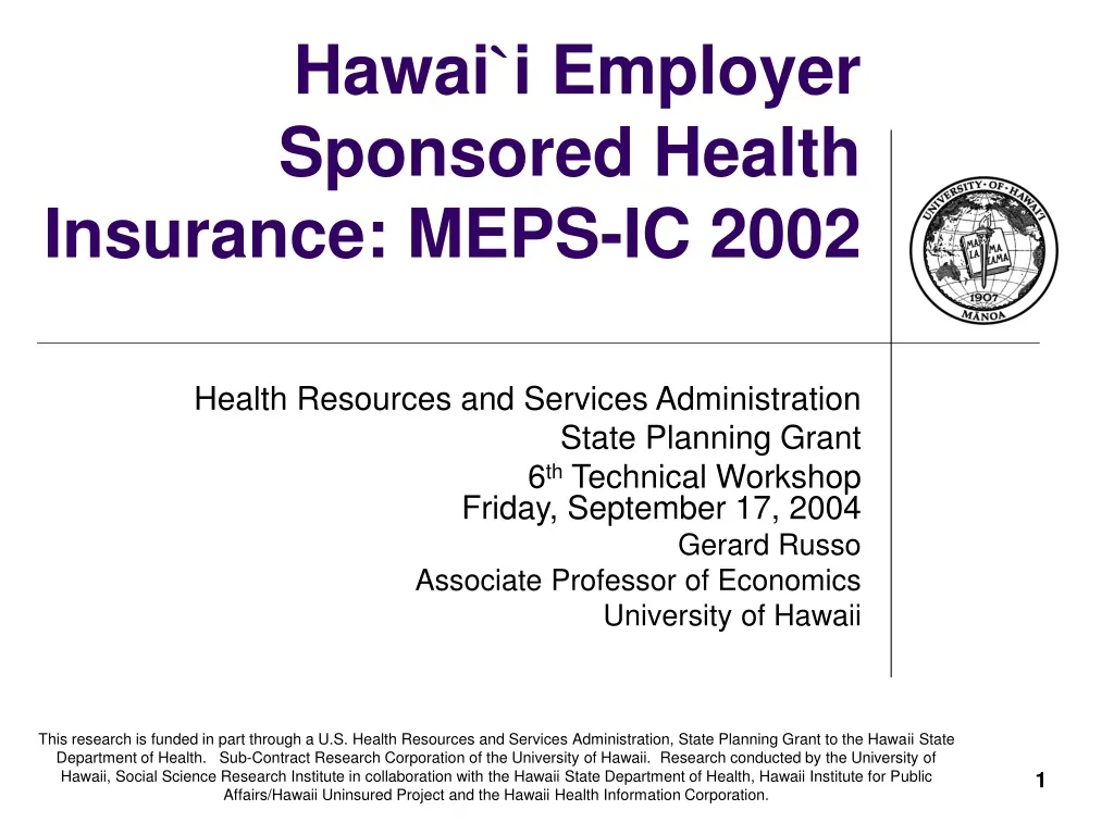 hawai i employer sponsored health insurance meps ic 2002