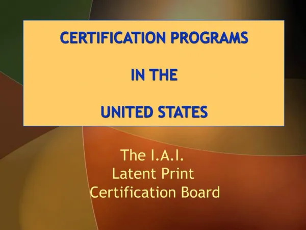 CERTIFICATION PROGRAMS IN THE UNITED STATES