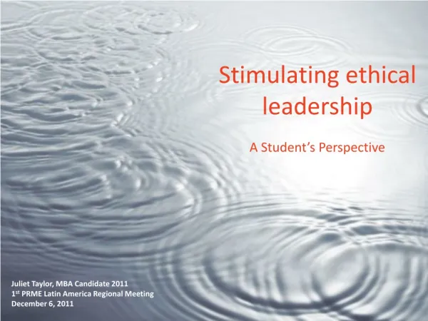 Stimulating ethical leadership A Student’s Perspective
