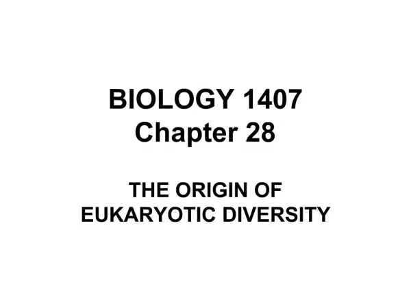 BIOLOGY 1407 Chapter 28