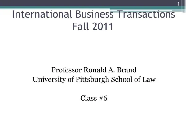 International Business Transactions Fall 2011