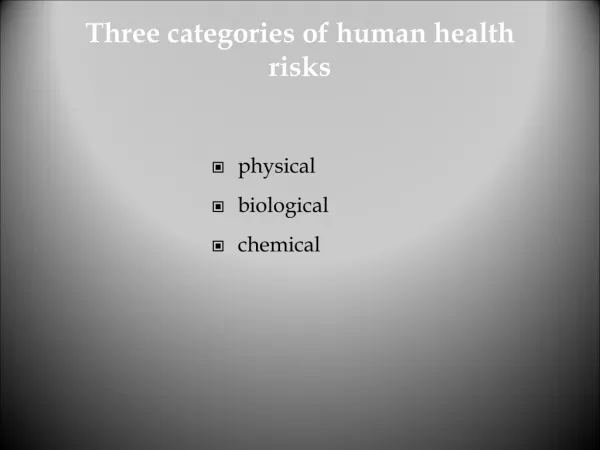 Three categories of human health risks