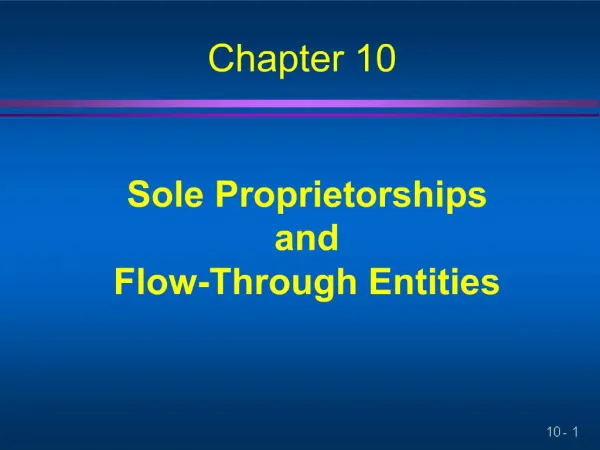 Sole Proprietorships and Flow-Through Entities