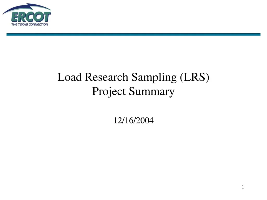 load research sampling lrs project summary