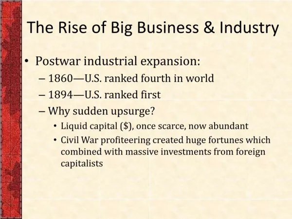 The Rise of Big Business &amp; Industry