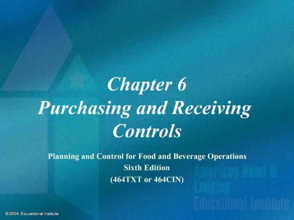 Chapter 6 Purchasing and Receiving Controls