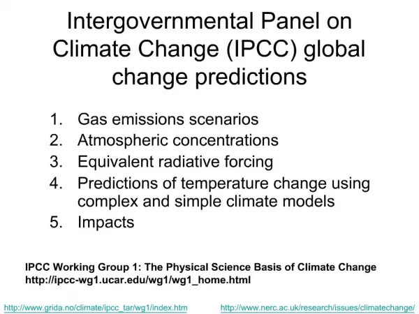 Intergovernmental Panel on Climate Change IPCC global change predictions