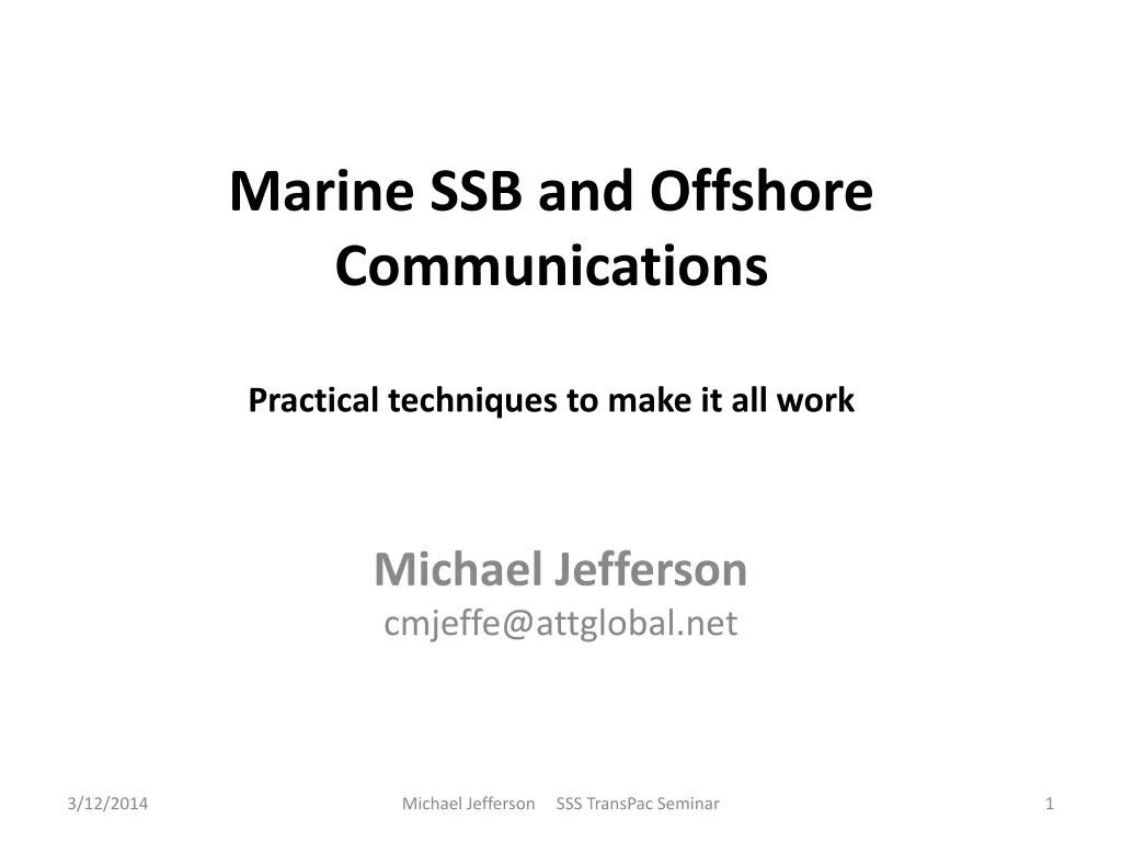 marine ssb and offshore communications practical techniques to make it all work