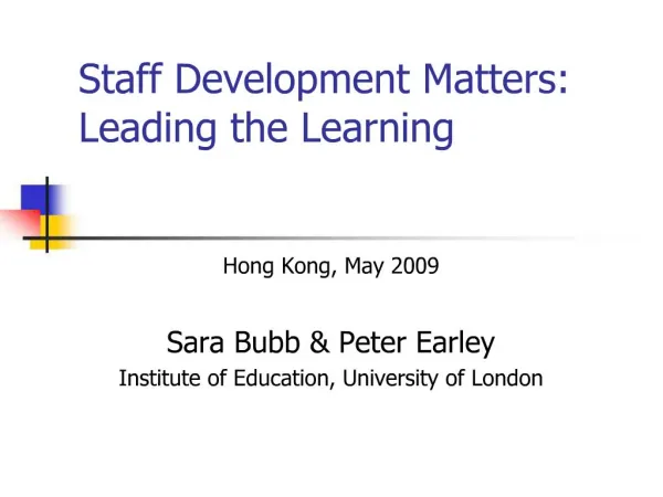 Staff Development Matters: Leading the Learning