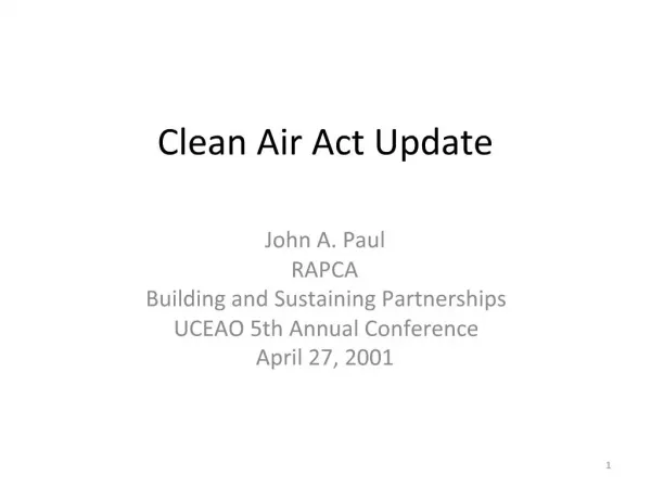 Clean Air Act Update