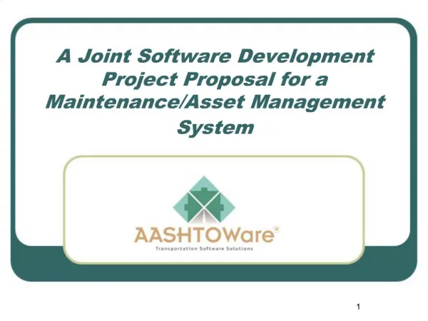 A Joint Software Development Project Proposal for a Maintenance