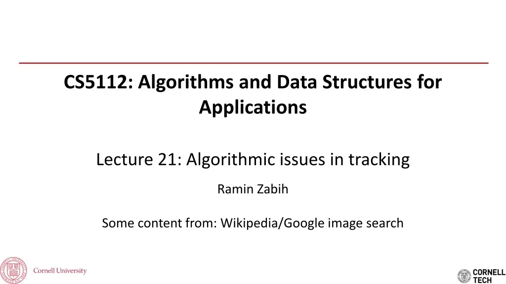 cs5112 algorithms and data structures for applications